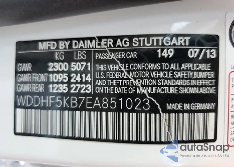 2014 Mercedes-Benz E 350 из США, поврежденный, VIN WDDHF5KB7EA851023